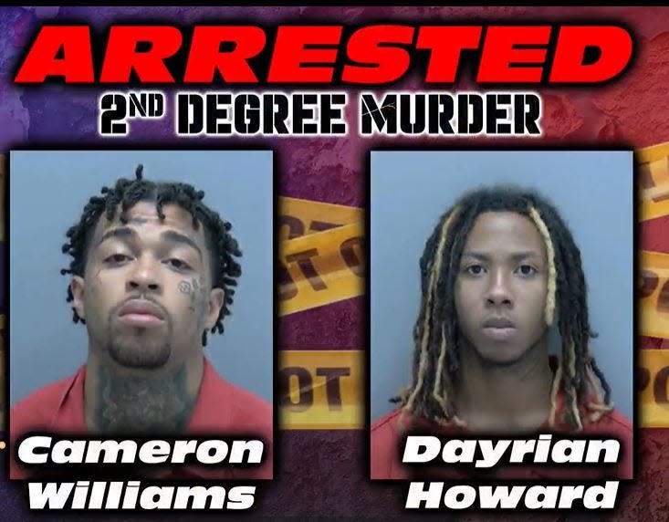 Cameron Williams, 20, and Dayrion Howard, 18, face second-degree murder charges in the death Damari Anthony Ali, 21, all of Lehigh Acres, on May 3. Lee County Sheriff Carmine Marceno said the pair set up a drug deal with Ali on May 3, 2023, and killed him, hiding his body in a field. Ali's body was found May 9, 2023.