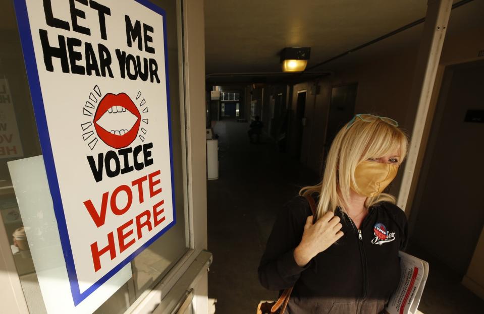 Mary Buckley departs a vote center