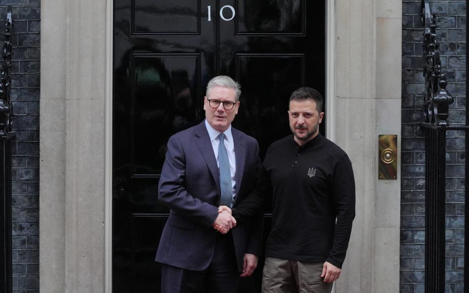 Sir Keir Starmer welcomes Volodymyr Zelensky to No 10 Downing Street