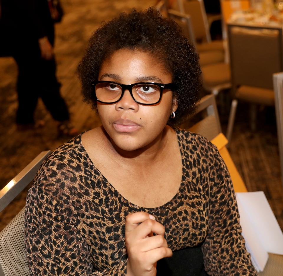 Nirel Ayertey from Yonkers High School is pictured during the 55th Carroll F. Johnson Scholastic Achievement Dinner at the Westchester Marriott in Tarrytown, May 24, 2023. 
