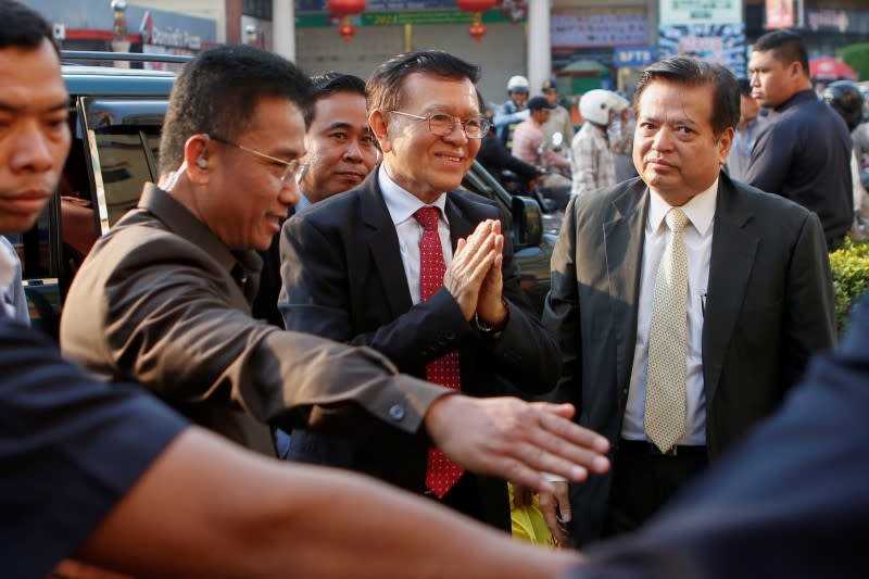 Cambodian opposition leader Kem Sokha arrives at the Municipal Court of Phnom Penh, Cambodia