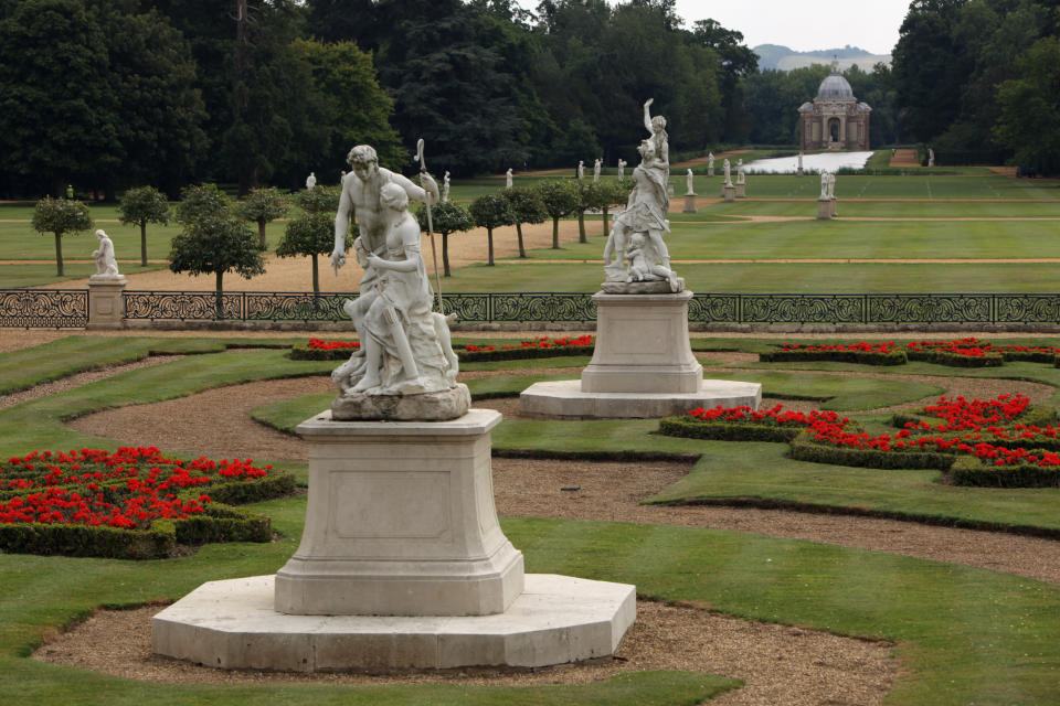 A general view of the gardens running down to the Archer Pavillion at Wrest Park.