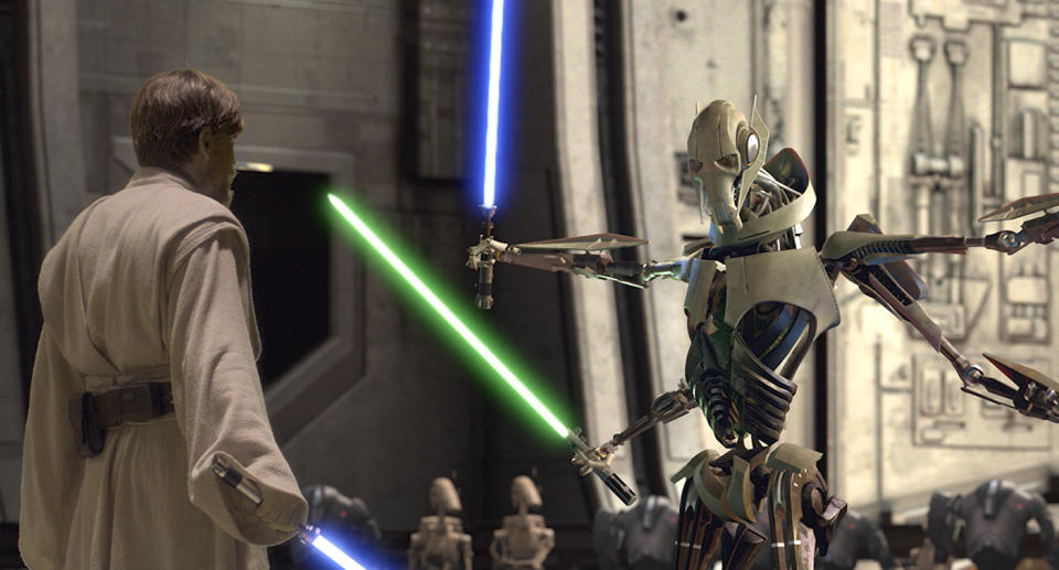 "Hello there!" Obi-Wan Kenobi (Ewan McGregor) stands up to General Grevious in Revenge of the Sith. (20th Century Fox)