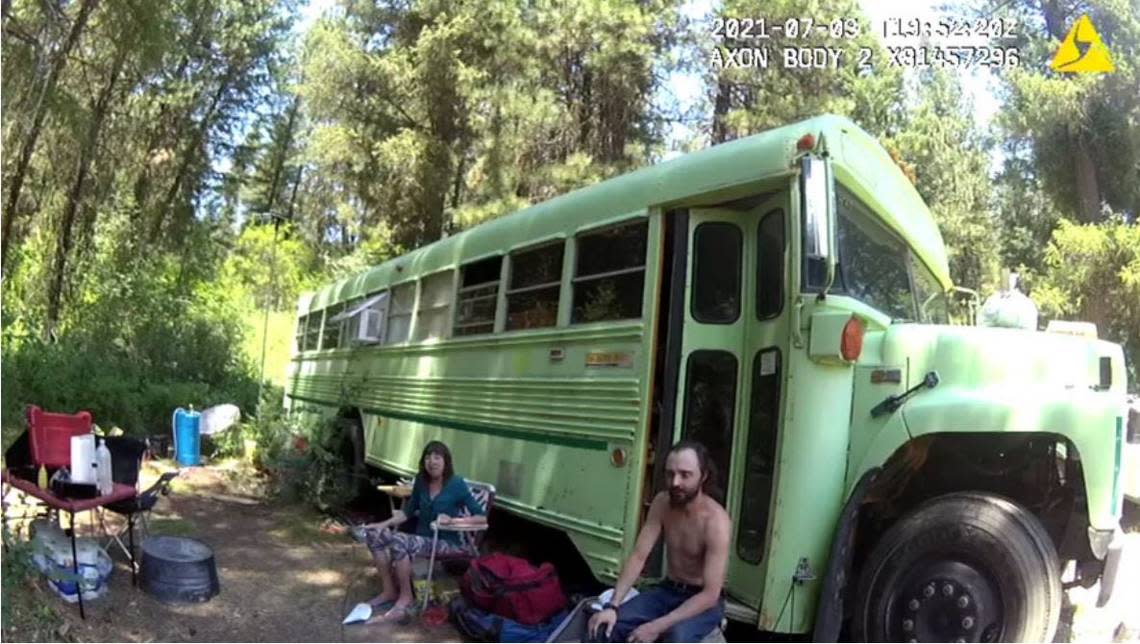 An image captured by U.S. Forest Service body cameras show the Roberts family at an earlier campsite near Idaho City.