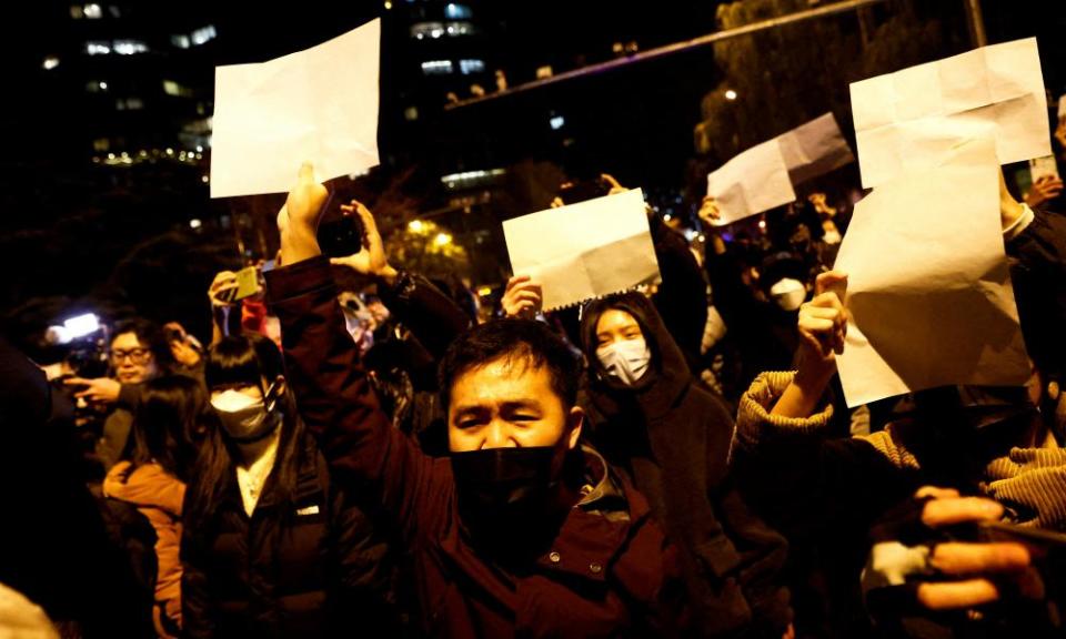 ‘Blank Paper movement’ protesters in China decrying government policies.