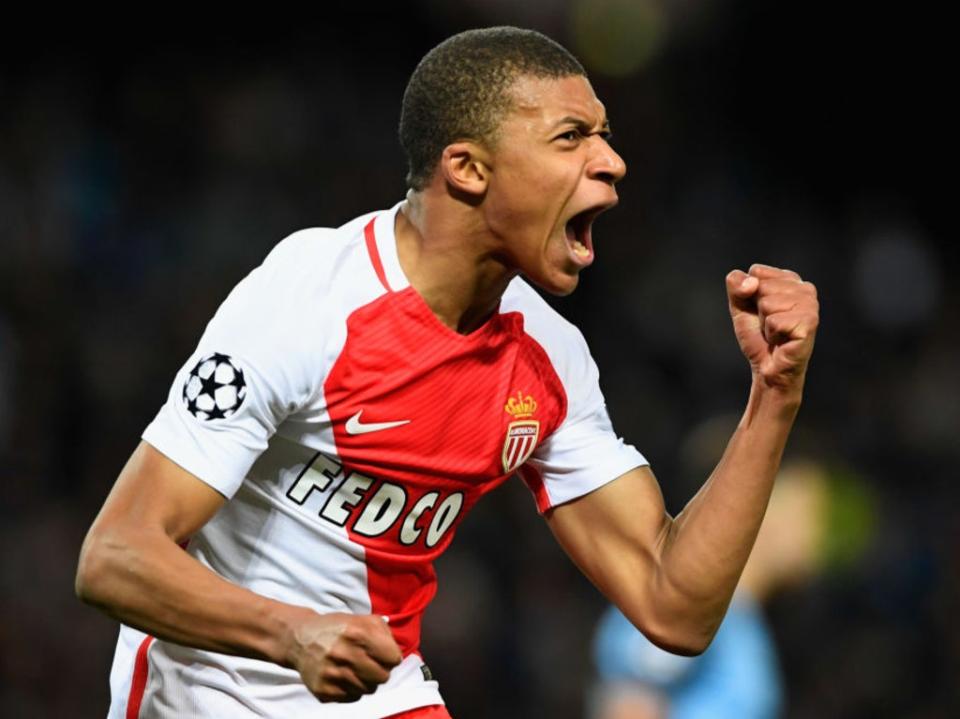 Kylian Mbappe scored as Monaco shocked Manchester City on away goals in 2017 (Getty)