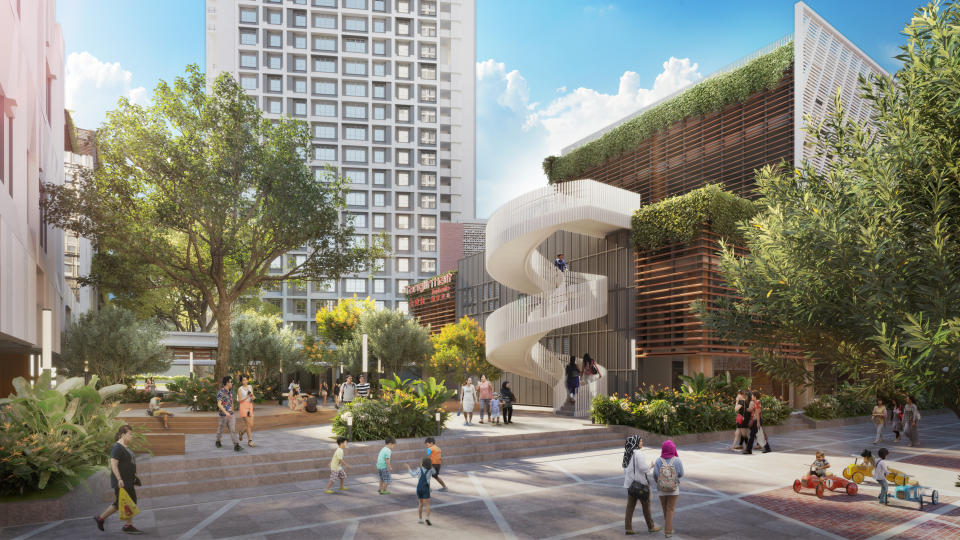 Artist’s impression of the Courtyard space at the new Tanglin Halt Integrated Development. (PHOTO: HDB)