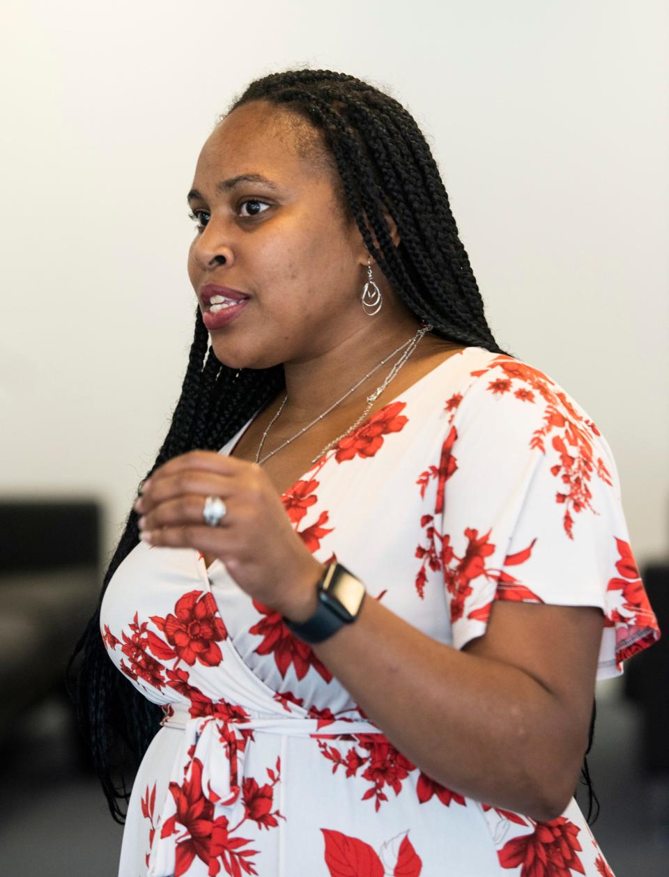 Ashley Jernigan, shown here on July 1, 2021, is a consultant to the Montgomery Area Chamber of Commerce. She praised Wanda Battle, saying her advocacy for the city comes from a genuine love for its history and people.