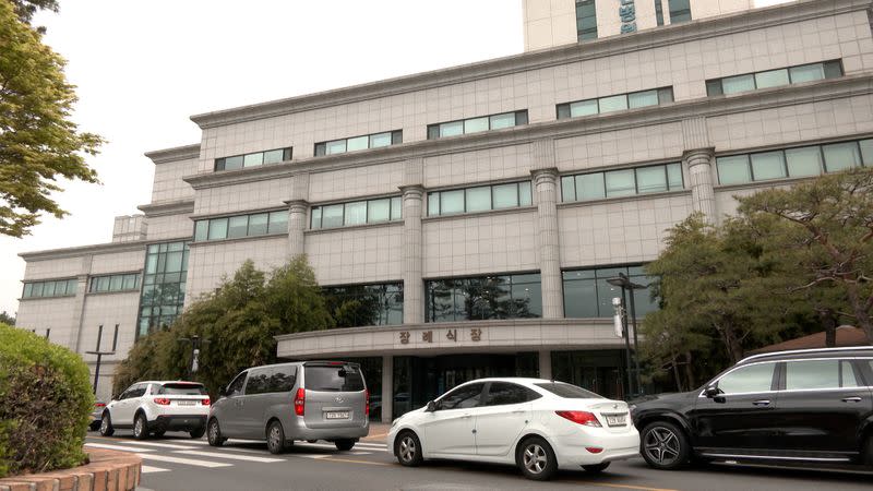 A view of the hospital where the funeral of Moonbin, a member of South Korean boy band Astro, is being held in Seoul