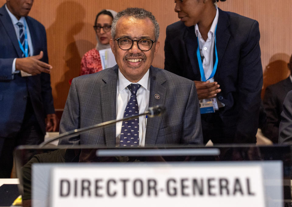 Director-General of the World Health Organisation (WHO) Dr. Tedros Adhanom Ghebreyesus attends the World Health Assembly at the United Nations in Geneva, Switzerland, May 21, 2023. REUTERS/Denis Balibouse