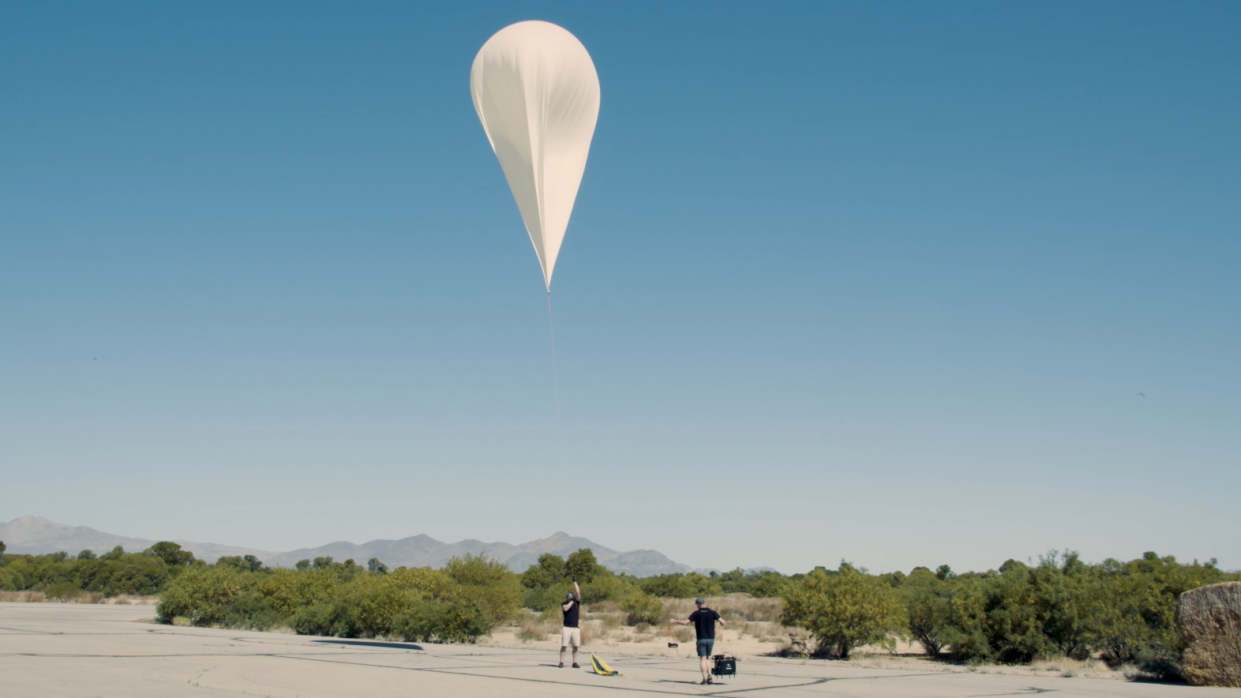 To get their subjects into space, the team uses a stratospheric balloon filled with hydrogen gas. The gas inside the balloon is lighter than air, creating lift that carried the craft into low-Earth orbit.