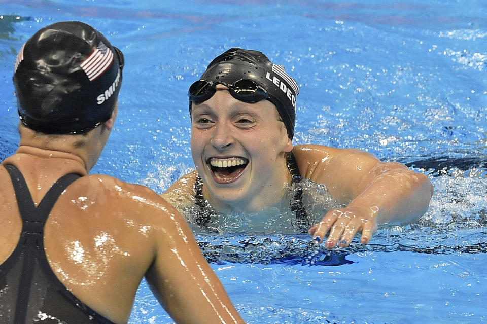 Katie Ledecky won her third gold in the Rio Games in Wednesday's relay. (AP)