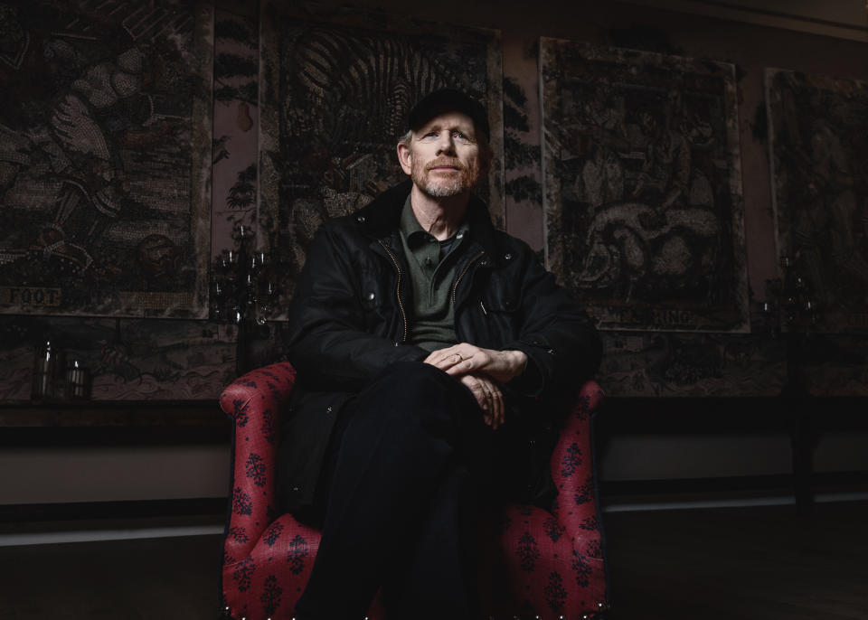 This April 30, 2019 photo shows filmmaker Ron Howard posing for a portrait in New York to promote his documentary "Pavarotti." Howard hopes his new documentary about opera icon Luciano Pavarotti will introduce the singer to a young generation that never got to hear him before his death in 2007. The film opens nationwide on June 7. (Photo by Christopher Smith/Invision/AP)