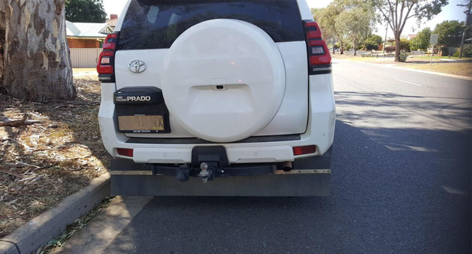 This NSW 4WD driver was hit with a $448 fine for having an obscured number plate. Source: Traffic and Highway Patrol Command – NSW Police Force