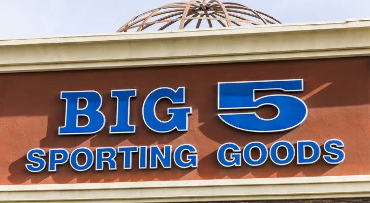 A Big 5 Sporting Goods (BGFV) location in a Las Vegas strip mall.