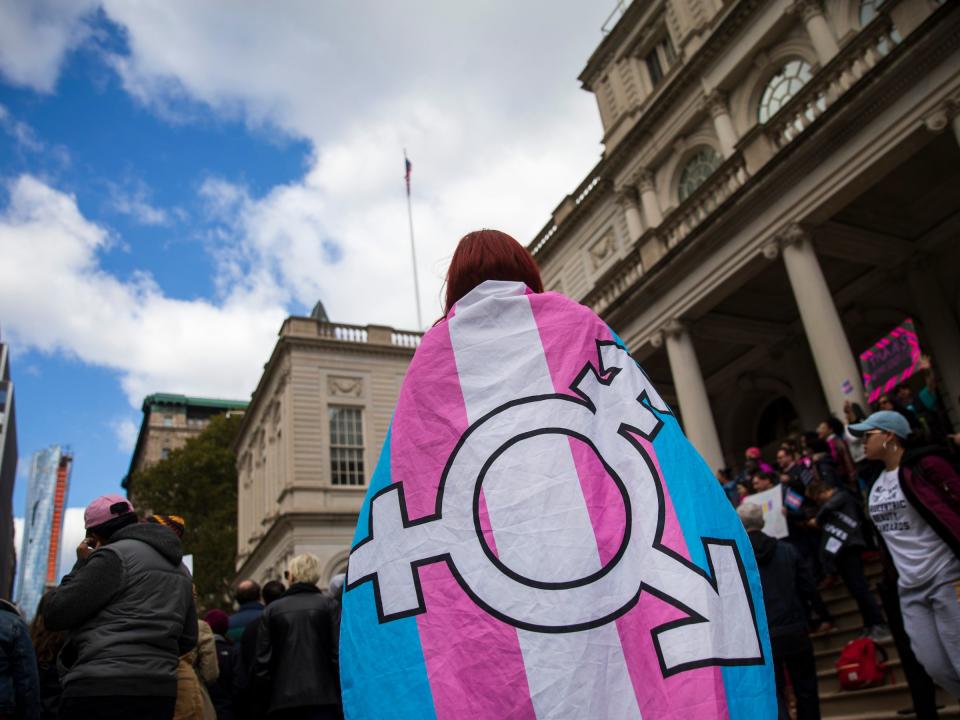 transgender trans flag nyc trans rights rally