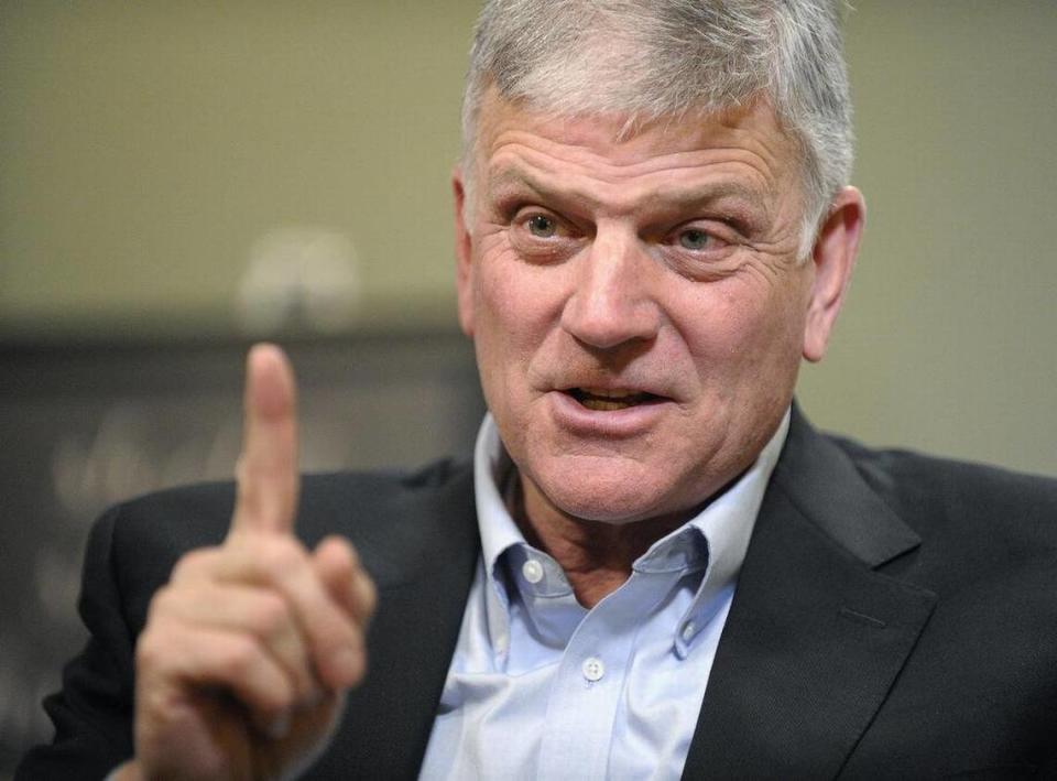 Evangelist Franklin Graham, shown in this file photo from January 2017, won a two-year court battle with a town in England that yanked his crusade ads off buses because of his “anti-LGBTQ” remarks.