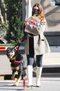 <p>Emily Ratajkowski heads home with her dog and a handful of presents after having lunch at Odeon restaurant on Wednesday in N.Y.C.</p>