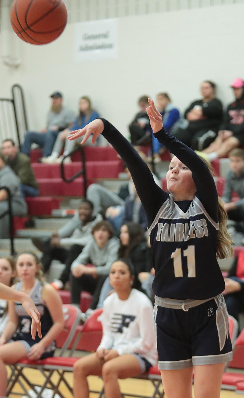 Fairless' Zoey Steele (11), shown here during a game last season, scored 10 points in Monday's win over Sandy Valley.