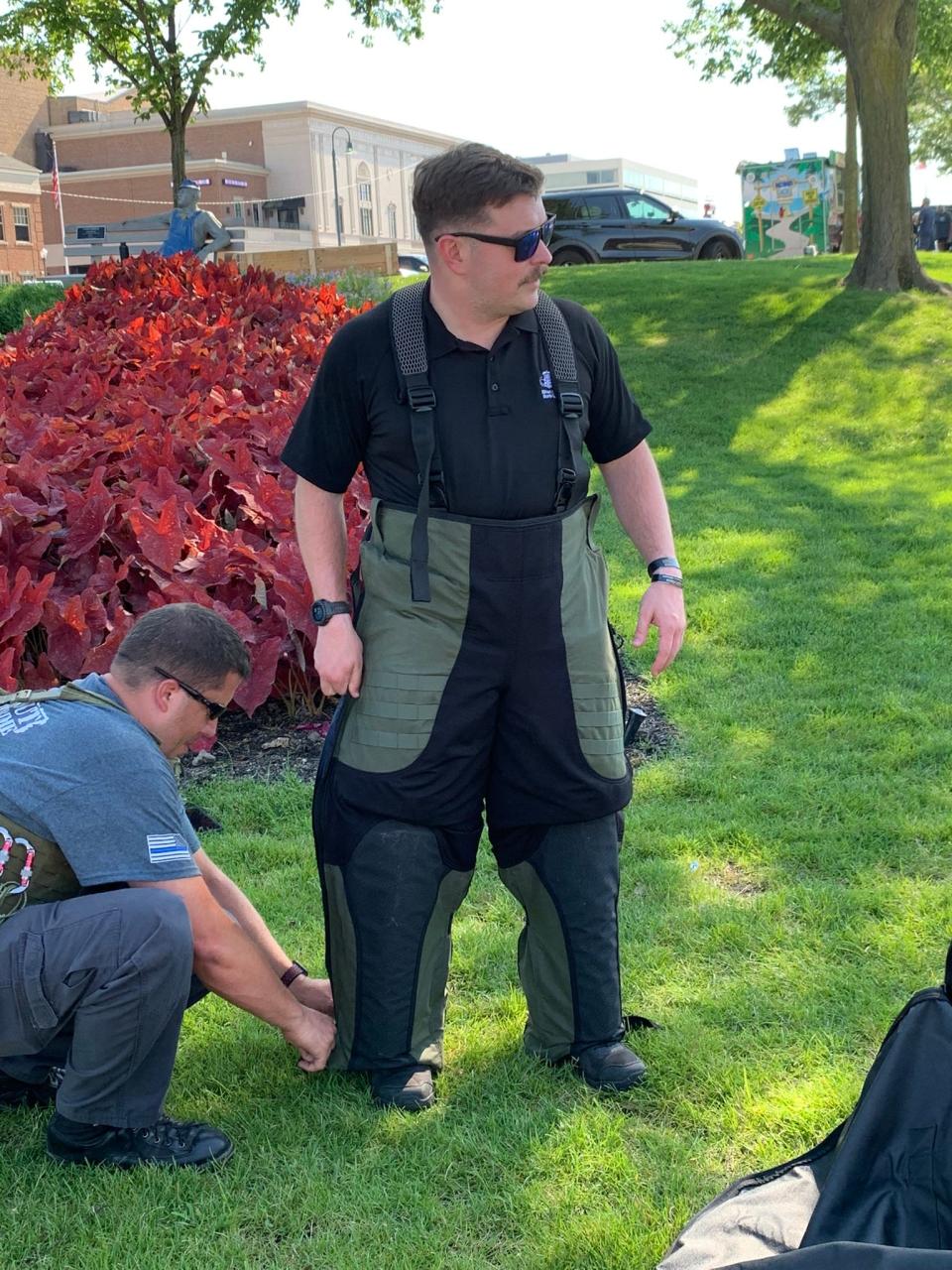 The Elkhart Police Department invites the community to a National Night Out with food, fun and demonstrations. Shown here is a past demonstration by the bomb squad. National Night Out is from 5 to 7 p.m. Aug. 1.