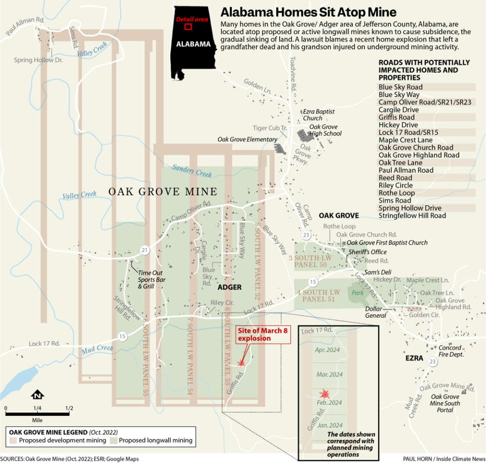 A map of a community near a mine