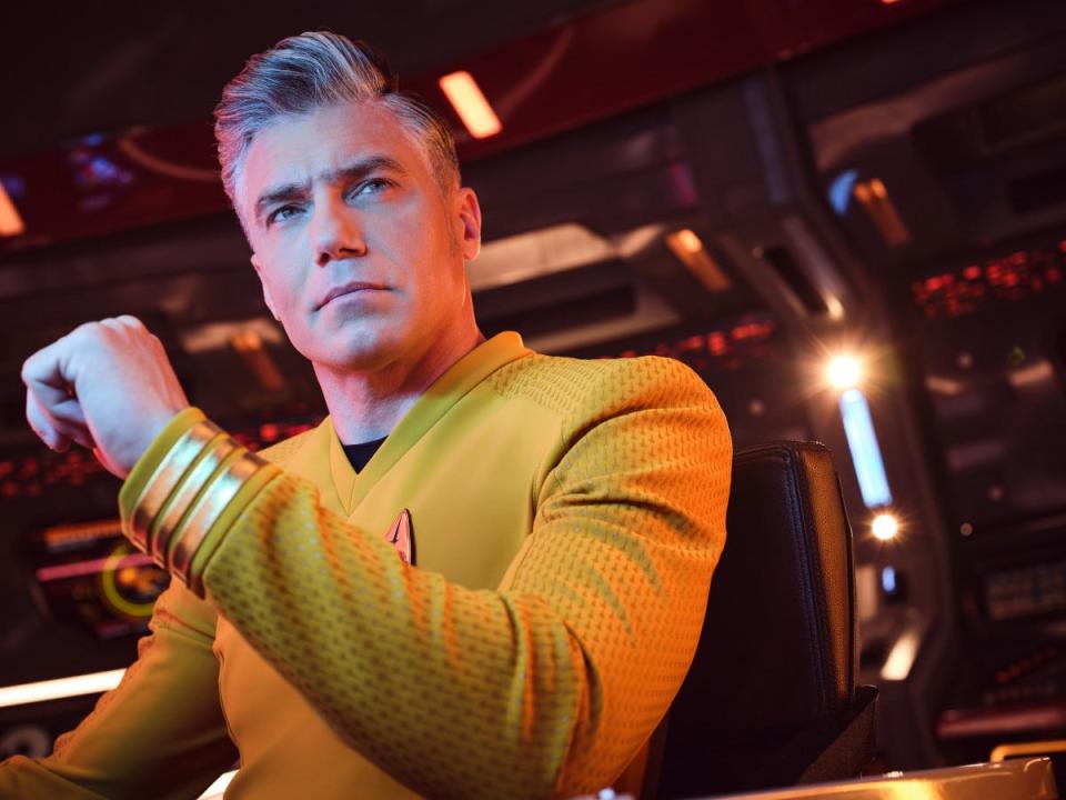Anson Mount as Captain Christopher Pike on "Star Trek: Strange New Worlds."