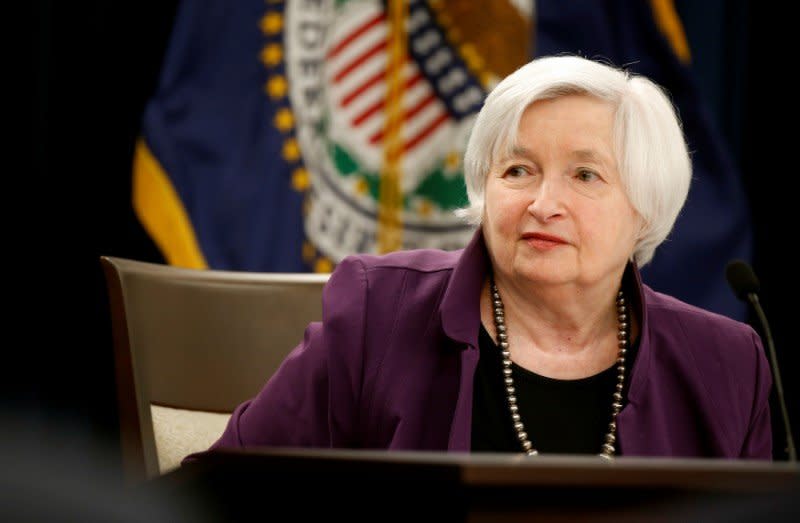 Federal Reserve Board Chairwoman Janet Yellen speaks during a news conference after the Fed releases its monetary policy decisions in Washington, U.S., June 14, 2017.   REUTERS/Joshua Roberts