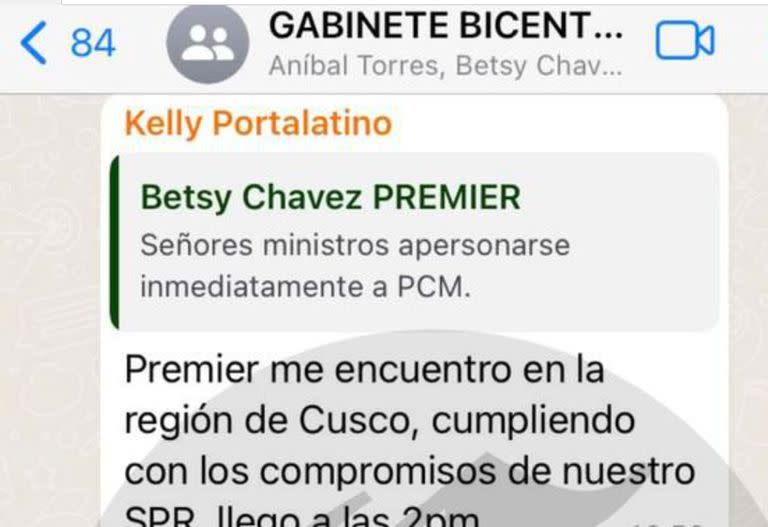 Los chats del gabinete de Castillo un día antes del autogolpe de Estado