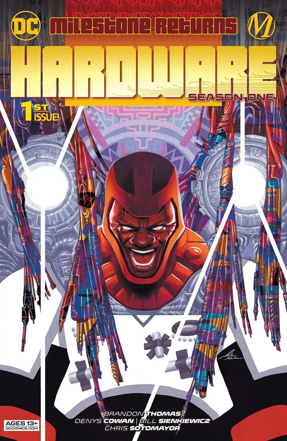 Comic book illustration of Curtis Metcalf yelling on the cover of Hardware: Season One