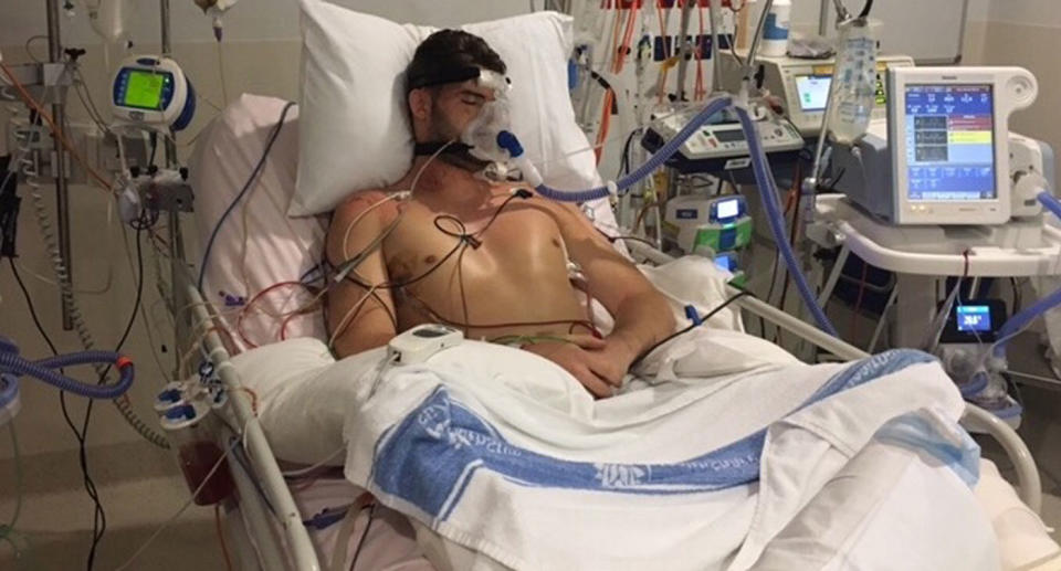 Adam Cook, 27, was hiking at Kuringai National Park north of Sydney on January 28 when he fell eight metres down an embankment and landed on a tree leaving him paraplegic.
