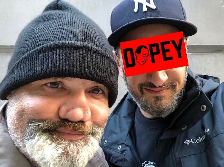 Comedian Artie Lange stalked by Dave Manheim, right. (Image from Dave Manheim)