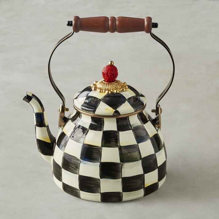 <p><a href="https://go.redirectingat.com?id=74968X1596630&url=https%3A%2F%2Fwww.williams-sonoma.com%2Fproducts%2Fmackenzie-childs-checkered-tea-kettle&sref=https%3A%2F%2Fwww.delish.com%2Fkitchen-tools%2Fg60194824%2Fnara-smith-kitchen-essentials%2F" rel="nofollow noopener" target="_blank" data-ylk="slk:Shop Now;elm:context_link;itc:0;sec:content-canvas" class="link ">Shop Now</a></p><p>MacKenzie-Childs Tea Kettle 3-Qt. Courtly Check</p><p>williams-sonoma.com</p><p>$168.00</p>