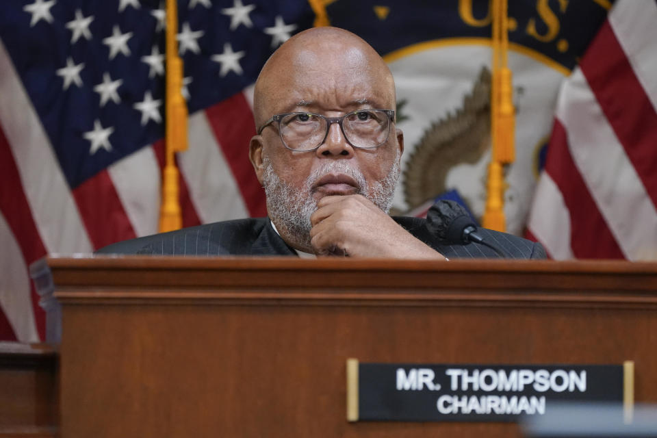 Chairman Bennie Thompson, D-Miss., listens as the House select committee investigating the Jan. 6 attack on the U.S. Capitol holds a hearing at the Capitol in Washington, Tuesday, July 12, 2022. / Credit: J. Scott Applewhite / AP