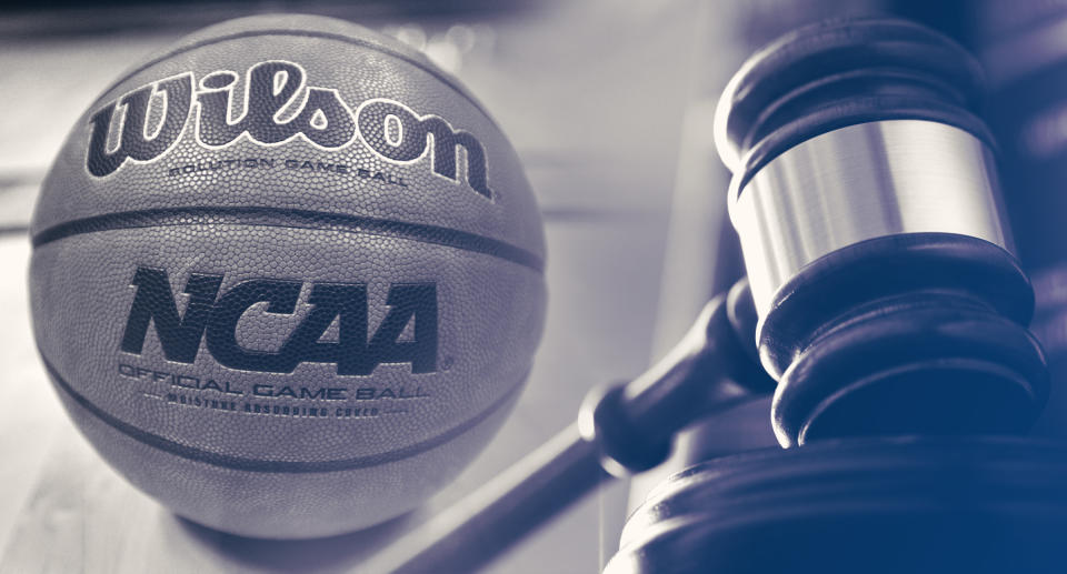 The feds’ case(s) against hoops corruption are ongoing. (Yahoo Sports illustration)