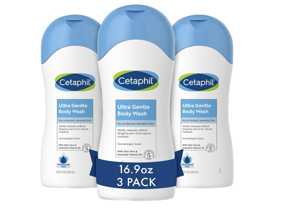 A photo of Cetaphil Ultra Gentle Body Wash, Fragrance Free, 16.9 Ounce (Pack of 3). (PHOTO: Amazon Singapore)