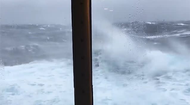 The wild seas had passengers on edge, but no one was injured in the incident. Photo: YouTube