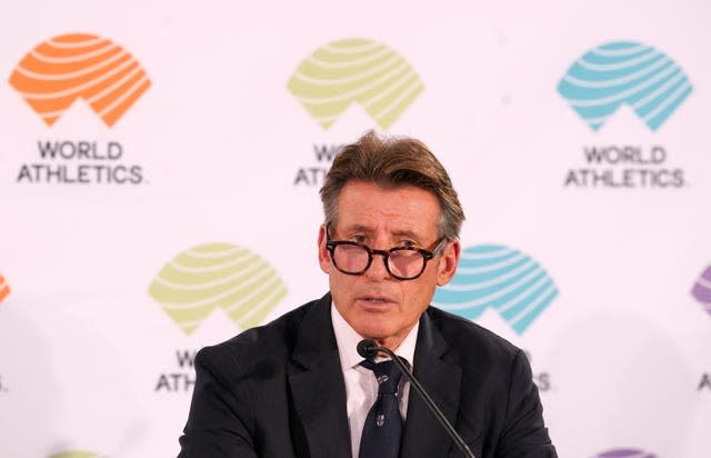 World Athletics president Lord Coe speaks at a press conference