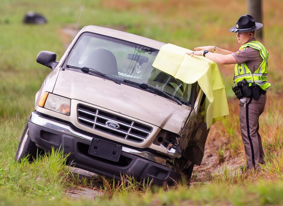 Bryan Mclean Howard's pickup truck is shown after the fatal May 14 crash on State Road 40 in Marion County.