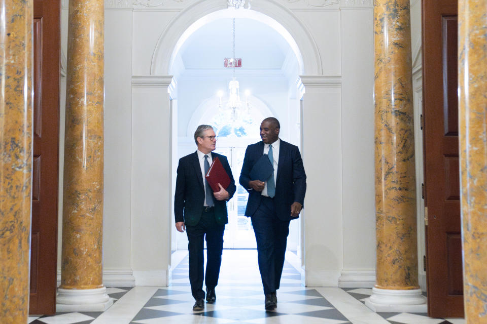 Sir Keir with his foreign secretary David Lammy on a visit to Washington on Friday (Stefan Rousseau/PA Wire)