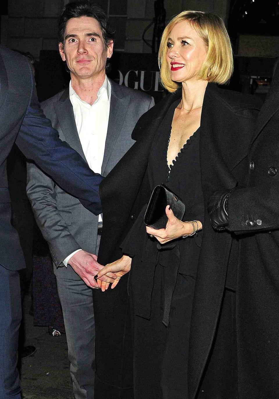 Naomi Watts and Billy Crudup leaving the Vogue X BAFTA afterparty held at Annabel's