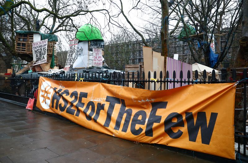 Extinction Rebellion activists protest the HS2 high-speed railway in London