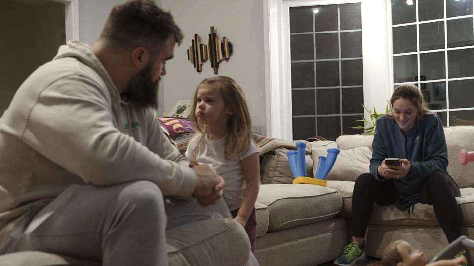 Jason Kelce, Wyatt Kelce and Kylie Kelce in Kelce