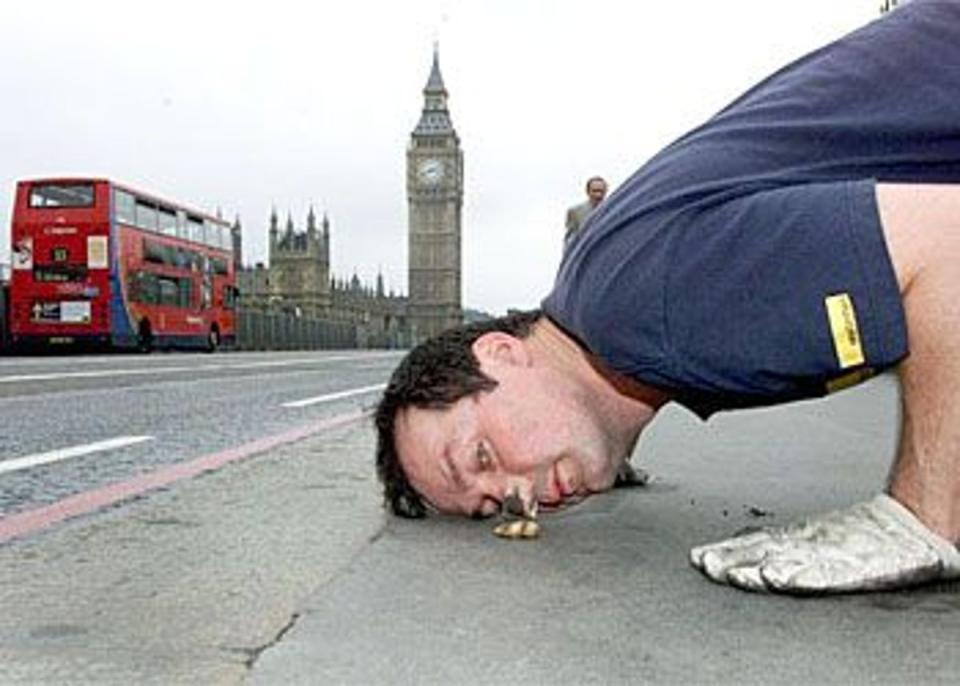 Nutty protest: this man pushed a peanut from Lewisham to Westminster in January 2021 to highlight student debt