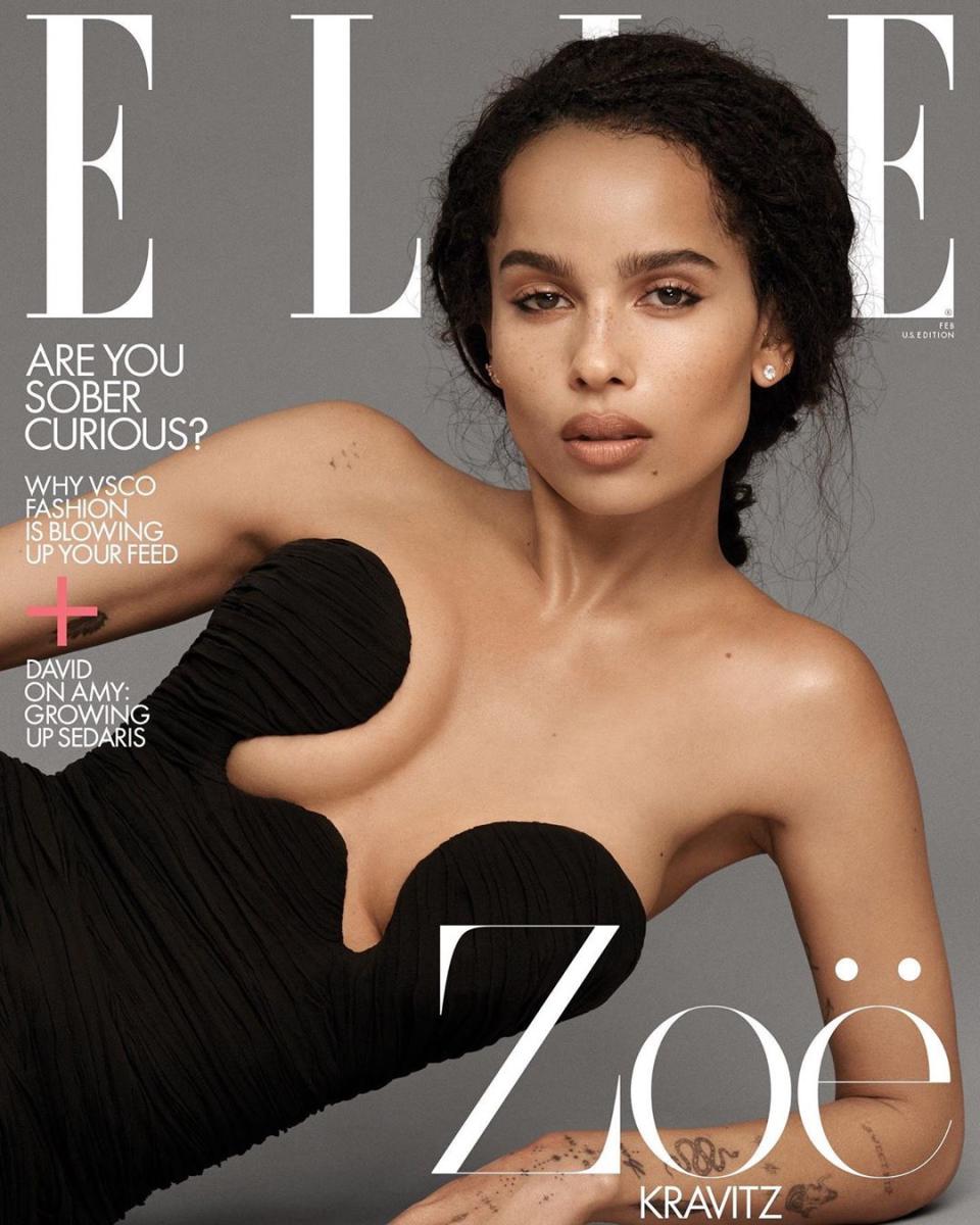 Zoe Kravitz opens up about struggling to fit in as a teen and how it pushed her to bulimia. (Photo: Elle)