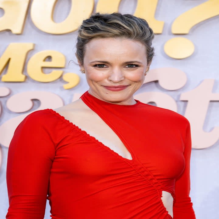 Rachel McAdams on the red carpet in a red gown