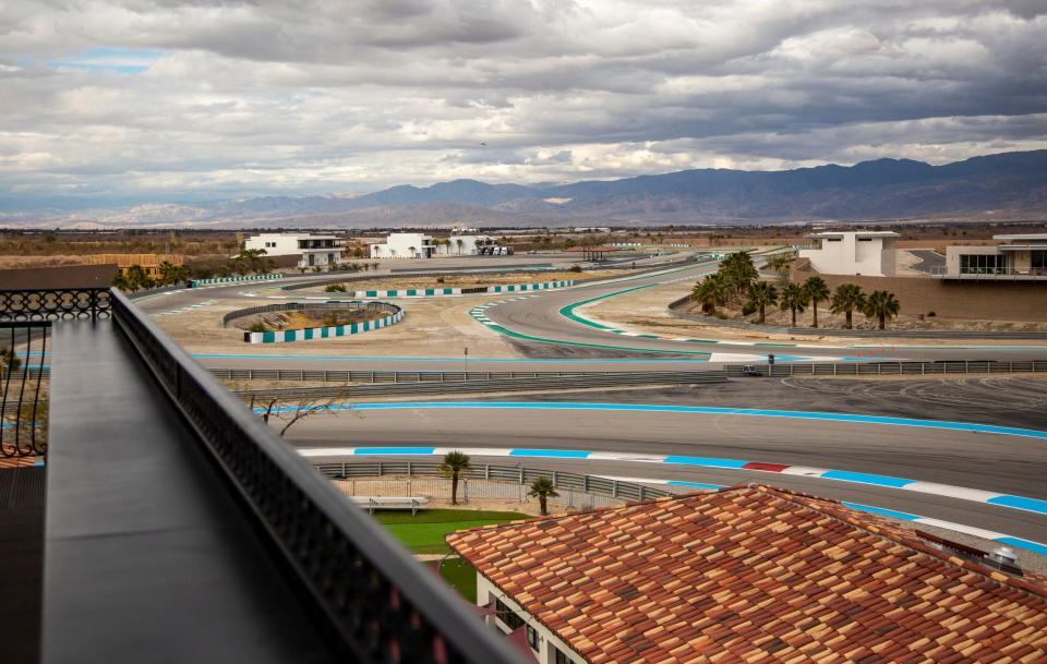 A section of track is seen from the tower of the clubhouse, a location used for race team spotters and officials, at The Thermal Club in Thermal, Calif., Monday, Jan. 30, 2023. 