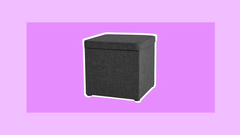 Store anything from board games to throw blankets in this classic cube-shaped ottoman.