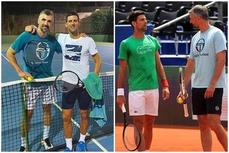 球王喬科維奇籌辦的網球巡迴賽又傳出一人中鏢，他的指導教練伊凡尼塞維奇（左圖左、右圖右）也確診感染武漢肺炎。（翻攝自goranivanisevicofficial Instagram）