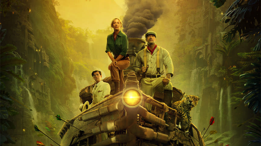 In Disney's latest attempt to mine box office gold from a theme park attraction, Dwayne Johnson portrays a riverboat captain taking Emily Blunt's scientist on an expedition to find a tree with healing powers. (Credit: Disney)