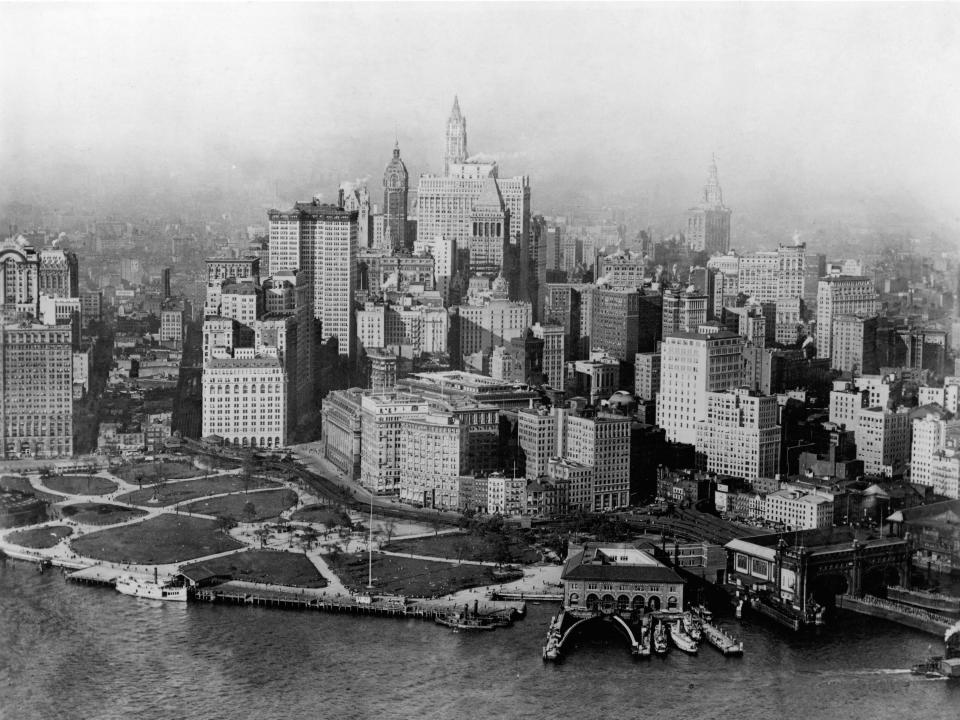 Aerial view of lower Manhattan, New York City, 1923.